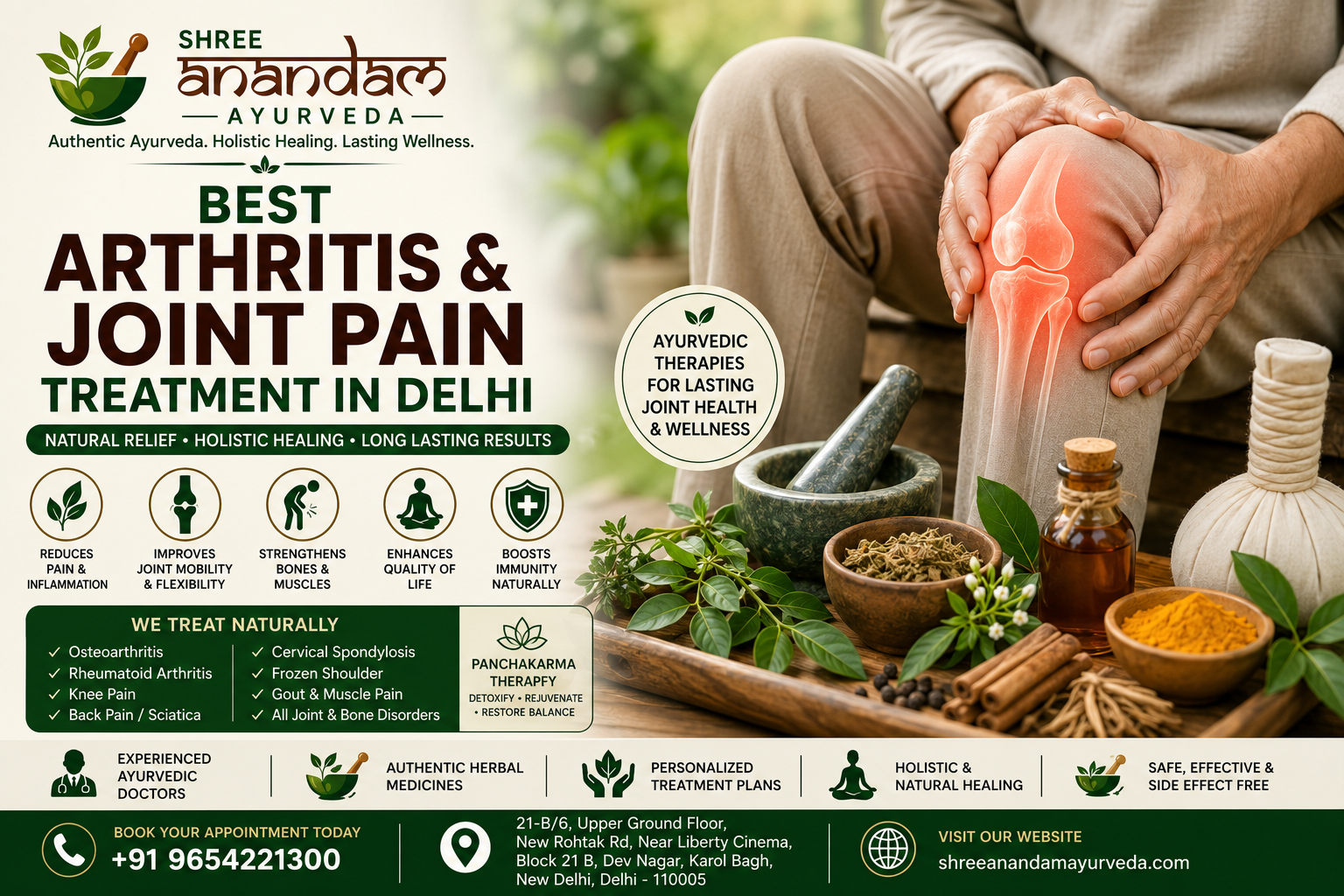 Best Arthritis & Joint Pain Treatment in Delhi – Natural Ayurvedic Care at Shree Anandam Ayurveda