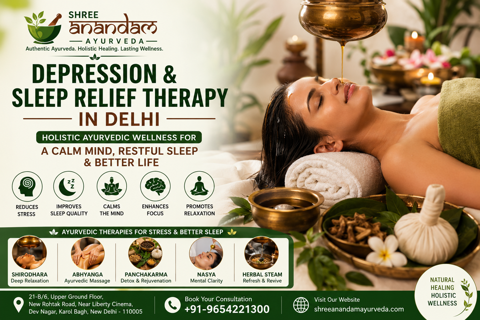 Depression & Sleep Relief Therapy in Delhi – Holistic Ayurvedic Wellness at Shree Anandam Ayurveda