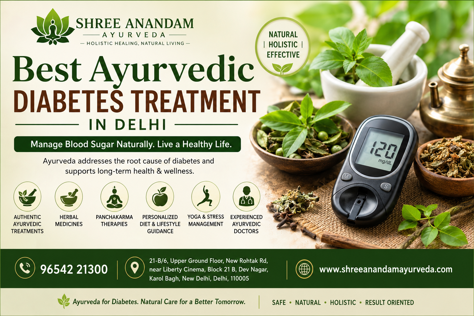 Best Ayurvedic Diabetes Treatment in Delhi at Shree Anandam Ayurveda with Panchakarma therapy, herbal medicines, and personalized diabetes management.