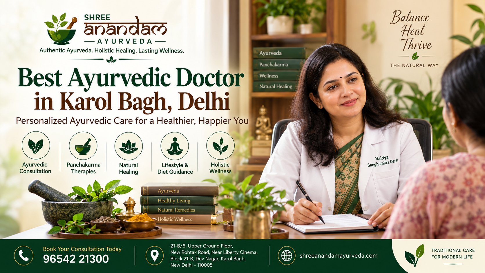 Best Ayurvedic Doctor in Karol Bagh, Delhi: Treatments, Therapies & Holistic Wellness at Shree Anandam Ayurveda